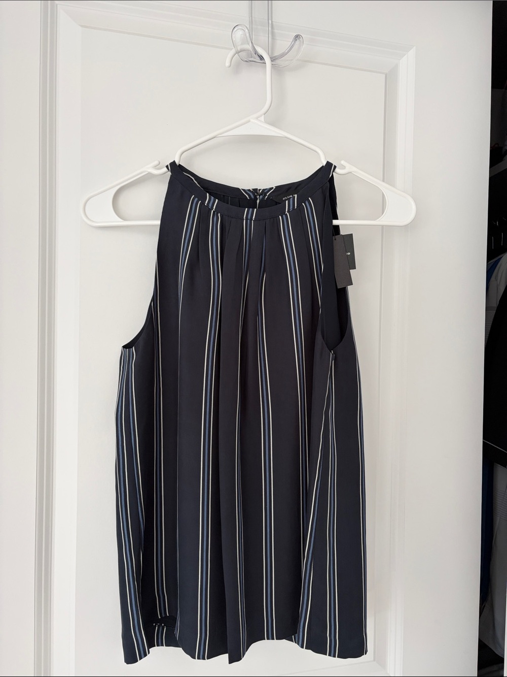 Club Monaco Navy Sleeveless Striped Tank Top